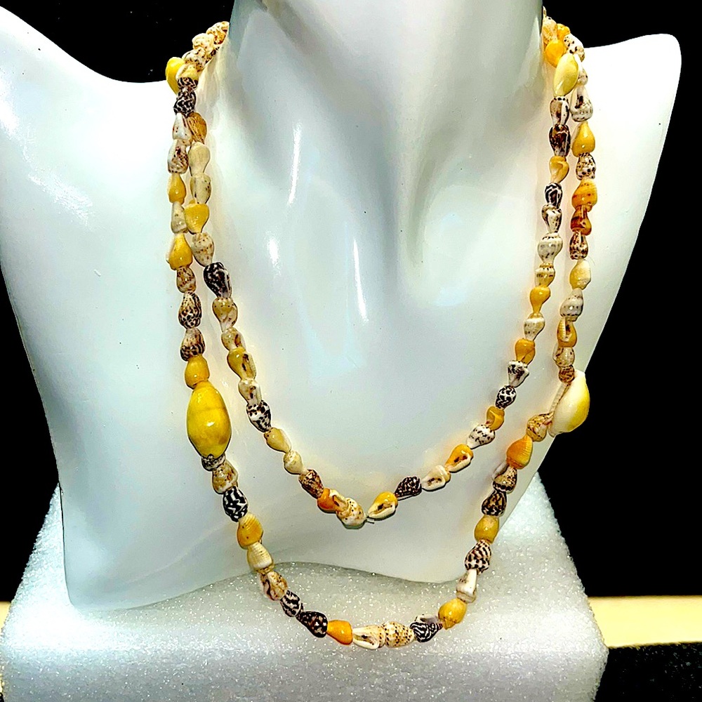 Set Of Three Cowrie & Conch Shell Long Necklaces - image 5